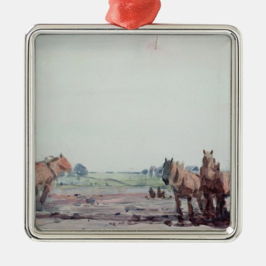 Pflug-Pferde Ornament Aus Metall (Vorne)