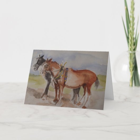 Pflüge bei Pflügen Wasserfarbe Karte (Vorderseite)