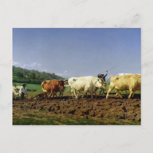 Pflügen in Nivernais, 1849 Postkarte (Vorderseite)