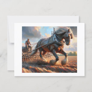 Pflügen von Mensch und Pferd, Postkarte