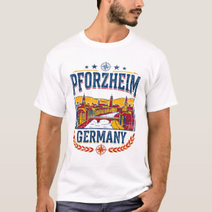 Pforzheimer Skyline über dem Enz Fluss Deutschland T-Shirt
