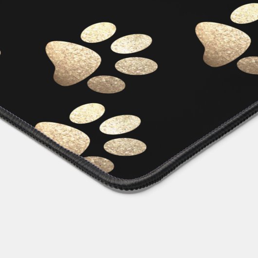 Pfosten ocher Glitzer auf schwarzem Hintergrund Schreibtischunterlage (Ecke)