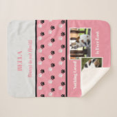 Pfosten zur Erinnerung, grau, rosa, Name und Fotos Sherpadecke (Vorderseite (Horizontal))