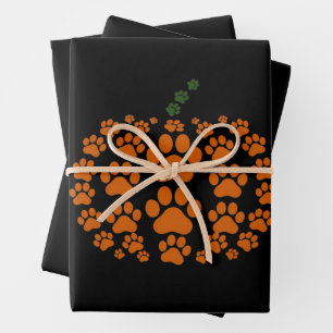 Pfote Kürbis Pfotenabdruck Hund Erntedankfest Geschenkpapier Set