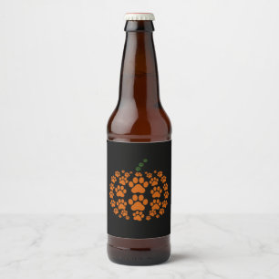 Pfote Kürbis Pfotenabdruck Hund Thanksgiving Bierflaschenetikett