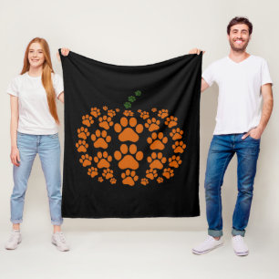 Pfote Kürbis Pfotenabdruck Hund Thanksgiving Fleecedecke