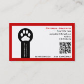 Pfote und QR-Code rote Vet-/Tierklinik Visitenkarte (Rückseite)