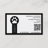 Pfote und QR-Code schwarze Tierarztpraxis/Tierklin Visitenkarte (Rückseite)