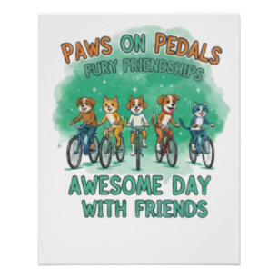 Pfoten auf Pedalen: Ein toller Tag mit Freunden Poster