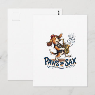 Pfoten auf Sax Hund Jazz-Musiker Postkarte