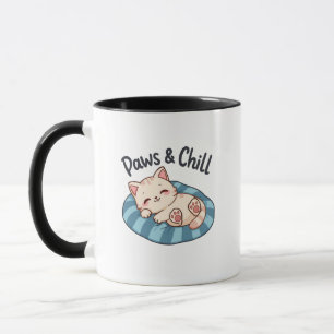 Pfoten & Chill Katzennapf Illustration Cartoon Tasse