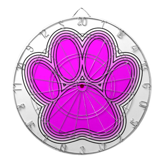 Pfoten des Hundes mit rosa Konturen Dartscheibe (vorne)