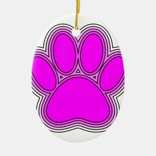 Pfoten des Hundes mit rosa Konturen Keramik Ornament (Vorne)