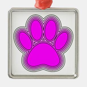Pfoten des Hundes mit rosa Konturen Ornament Aus Metall