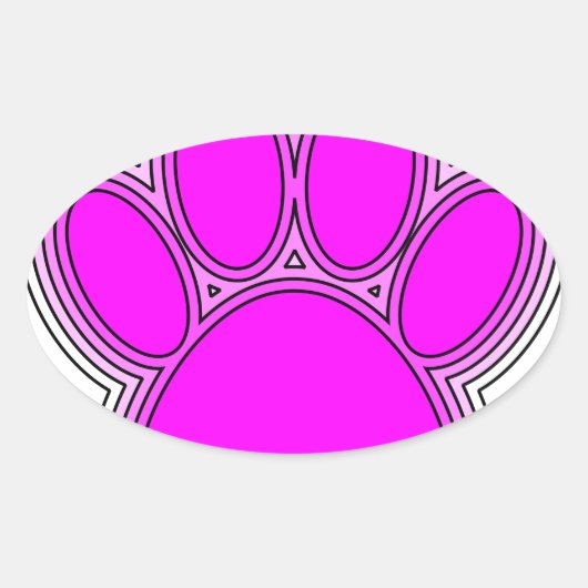 Pfoten des Hundes mit rosa Konturen Ovaler Aufkleber (Vorderseite)