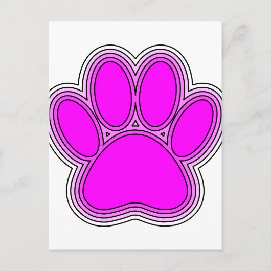 Pfoten des Hundes mit rosa Konturen Postkarte (Vorderseite)