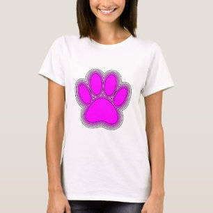 Pfoten des Hundes mit rosa Konturen T-Shirt