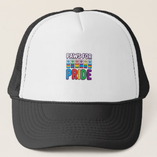 Pfoten für Stolz Regenbogen-Pfotenabdruck Haustier Truckerkappe
