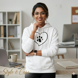 Pfoten-Herz-Druck-Kapuzenpullover Stylische Tierli Hoodie