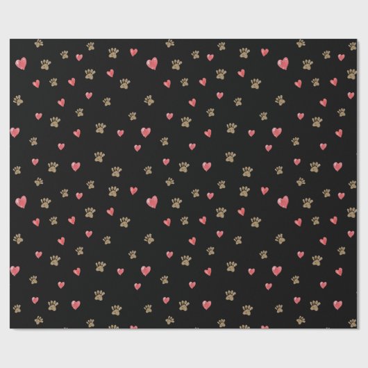 Pfoten Herzen Geschenkpapier (Flach)
