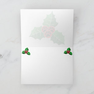 Pfoten-Holly-Blätter-Weihnachten Blank-Text hinzuf Dankeskarte