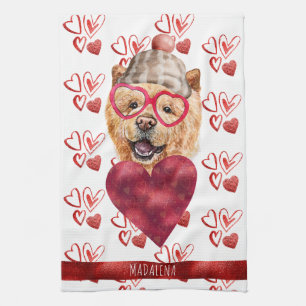 Pfoten Hund Liebhaber Valentinstag Geschenk Chow C Geschirrtuch