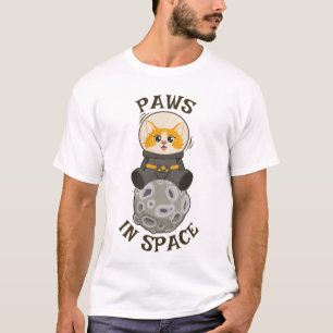 Pfoten im Weltraum Katze Astronaut Kosmisches Tier T-Shirt