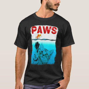 Pfoten Katze und Goldfisch Blaues Wasser Süßes Kät T-Shirt