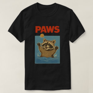 Pfoten-Parodie Schwarzer Waschbär jagt süße erschr T-Shirt