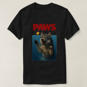 Pfoten-Parodie Schwarzer Wolf jagt ängstliche süße T-Shirt