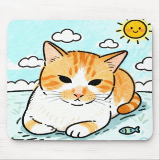 Pfoten & Teich am Morgen Mousepad