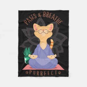 Pfoten Und Atem Purrfect Süße Lustige Katze Yoga M Fleecedecke