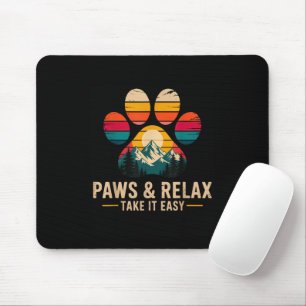 Pfoten und Entspannen Nimm es leicht Vintage Berge Mousepad