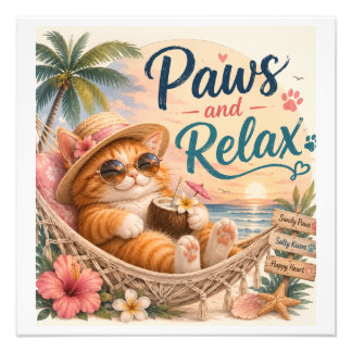Pfoten und Entspannung Strandkatze Fotodruck