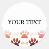 Pfoten und Knochen mit farblosem, benutzerdefinier Runder Aufkleber (Vorderseite)
