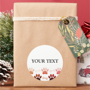 Pfoten und Knochen mit farblosem, benutzerdefinier Runder Aufkleber