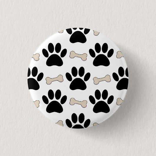Pfoten-und-Knochen-Muster Canine Button (Vorderseite)