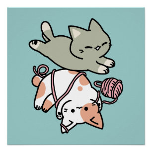 Pfoten und Spielen – Bezaubernde Katzenillustratio Poster