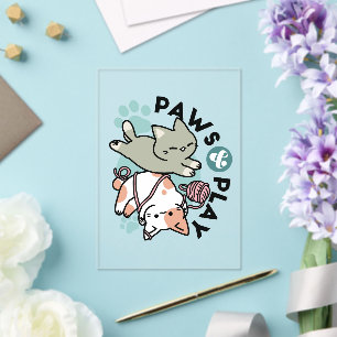 Pfoten und Spielen – Reizende Katzenillustration Acryleinladungen