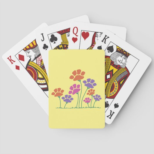 Pfotenabdruck-Blumengarten Spielkarten (Rückseite)