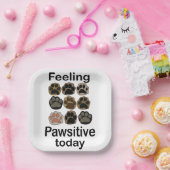 Pfotenabdruck Feeling Pawsitive Today Pet Geburtst Pappteller (Party)