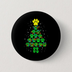 Pfotenabdruck Frohe Weihnachten Baumlichter Hund o Button