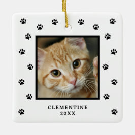 Pfotenabdruck-Haustier-Foto-Weihnachtsbaumschmuck Keramikornament