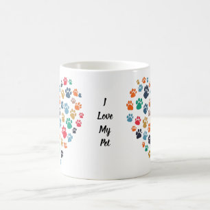 Pfotenabdruck-Herz-Design für Haustierliebhaber Kaffeetasse