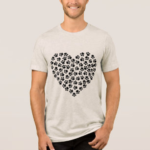 Pfotenabdruck-Herz-T-Shirt Tri-Blend Shirt