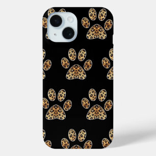 Pfotenabdruck mit Gold- und Schwarz-Leopardenglanz Case-Mate iPhone Hülle