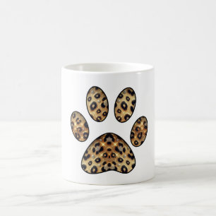 Pfotenabdruck mit Gold- und Schwarz-Leopardenglanz Kaffeetasse