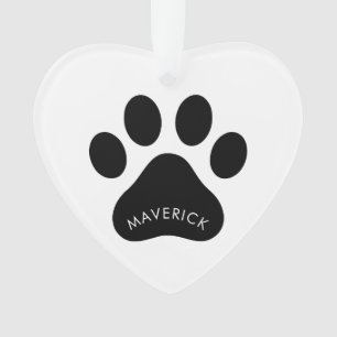 Pfotenabdruck mit Namen Herzform-Ornament Geschenk Ornament
