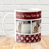 Pfotenabdruck-Muster Burgund 4 Hunde-Foto Kaffeetasse