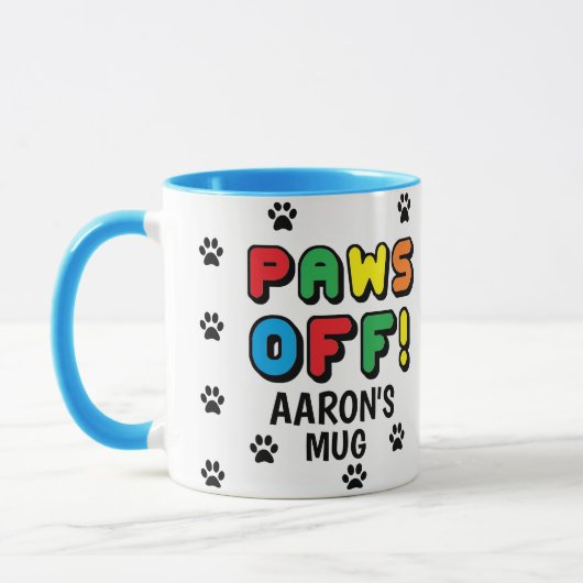 Pfotenabdruck-Muster Pfoten weg! Farbiger Druckbec Tasse (Links)
